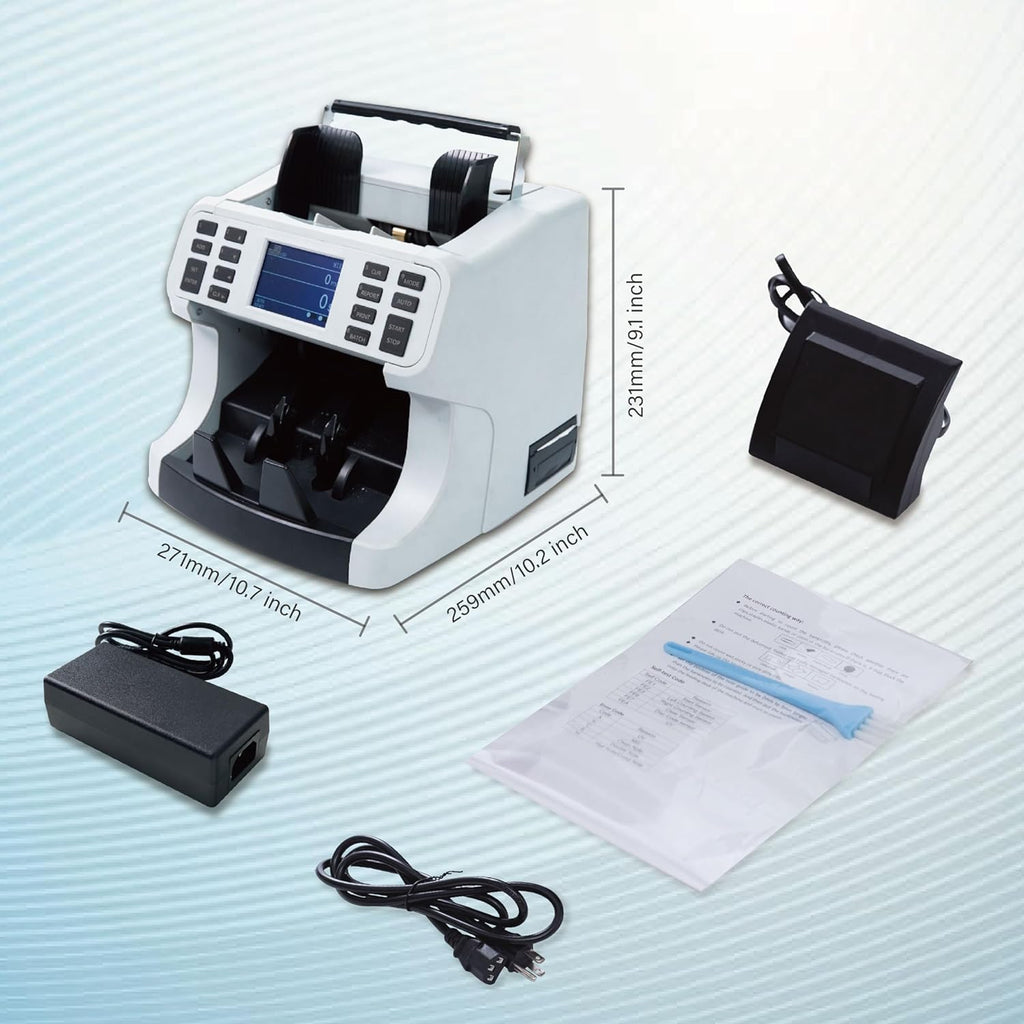 H-8700 Bank Grade Mixed Denomination Money Counter Machine, IMG/WL/UV/MG/IR/DD Counterfeit Detection, Bill Counter, Currecny Cash Counter, 3.5inch TFT Disaplay, Built-in Printer