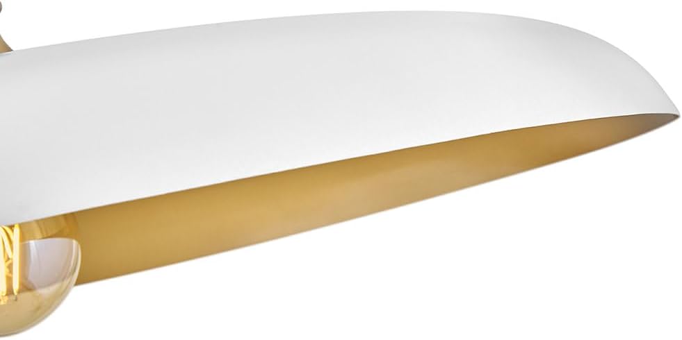 Hinkley Sadie 24" Dome Chandelier, Two Tone Saucer Shade, Transitional Pendant, Adjustable Height for Dining Room or Kitchen, Chalk White with Lacquered Brass Accents