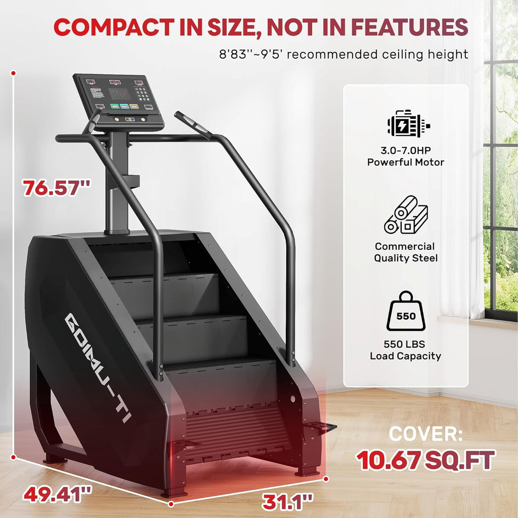 T1 Stair Stepper Machine, 550Lbs Commercial Grade Stair Climber for Home with 15 Resistance Level and LED Screen, Stepmill Exercise Machine for Full Body Workouts, 24-164 Steps/Min
