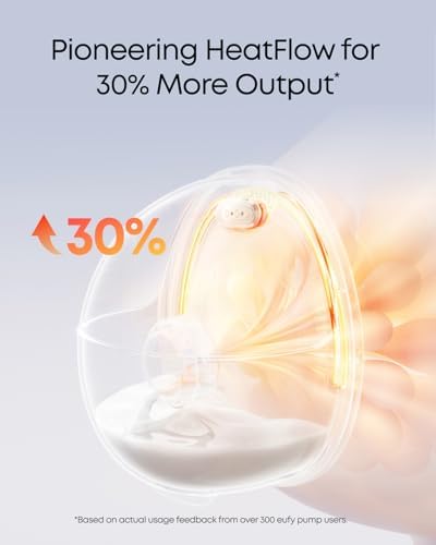 eufy Heated Wearable Breast Pump S1 with Milk Storage Bag, Hands-Free Breast Pump with Industry-Leading HeatFlow™ Tech, App-Controlled OptiRhythm™, Hospital-Grade Suction, Leakproof and Ultra-Quiet
