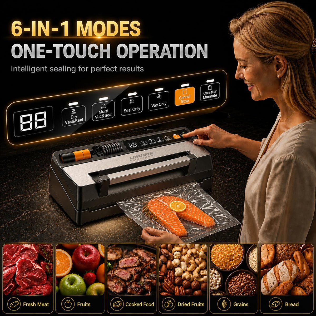 Next-Gen Vacuum Sealer Machine, Food Vacuum Sealer with Powerful Suction Pump, Dual-System for Valve&Textured Bags, Canisters & Marinate, Dual-Heat Seal for Dry&Moist Food, Built-in Cutter&Bag Storage
