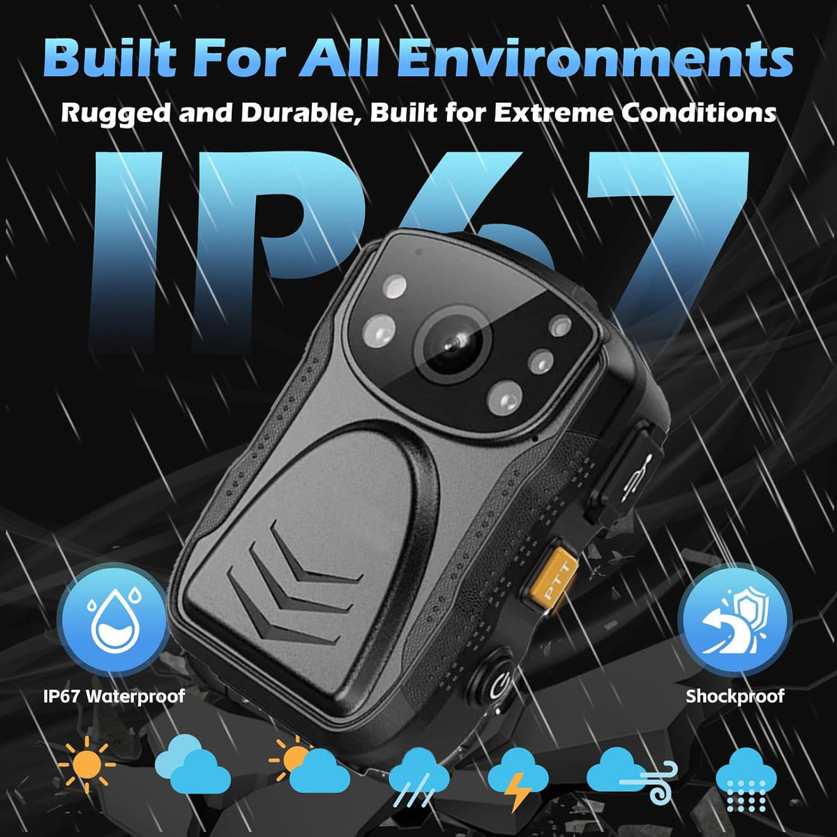 PatrolMaster 1296P UHD Body Camera with Audio, 2 Inch Display, Night Vision, Waterproof, Shockproof, Body Worn with Compact Design, Police Use (64GB)