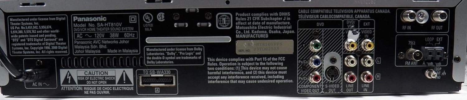 PANASONIC SC-HT810V DVD / VCR Home Theater System