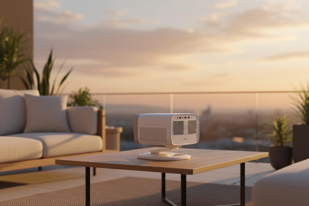 Philips Neopix 444, 4K Video Projector, Native Resolution 1080p, 500 ANSI Lumens, 10-watt Stereo Sound, Autofocus, Auto Keystone, HDMI to USB-C Cable Included, White.