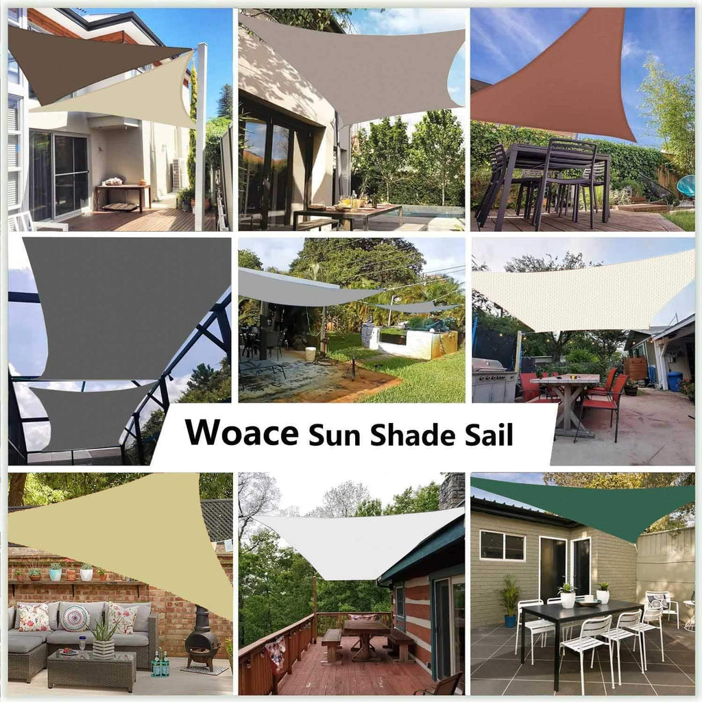 Sun Shade Sails Rectangle 12' x 12' Waterproof Shade Sail for Garden 98% UV Blocking Outdoor Sunshade Canopy with Rope for Outdoor Garden Pergola Patio Party Backyard Lawn Khaki