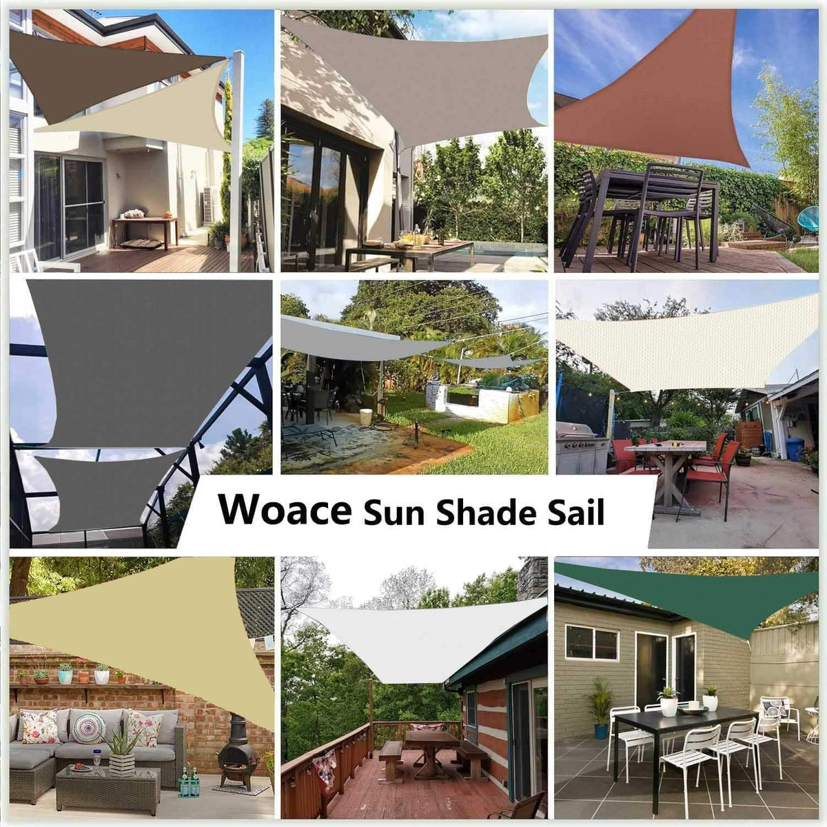 Sun Shade Sails Rectangle 12' x 12' Waterproof Shade Sail for Garden 98% UV Blocking Outdoor Sunshade Canopy with Rope for Outdoor Garden Pergola Patio Party Backyard Lawn Khaki