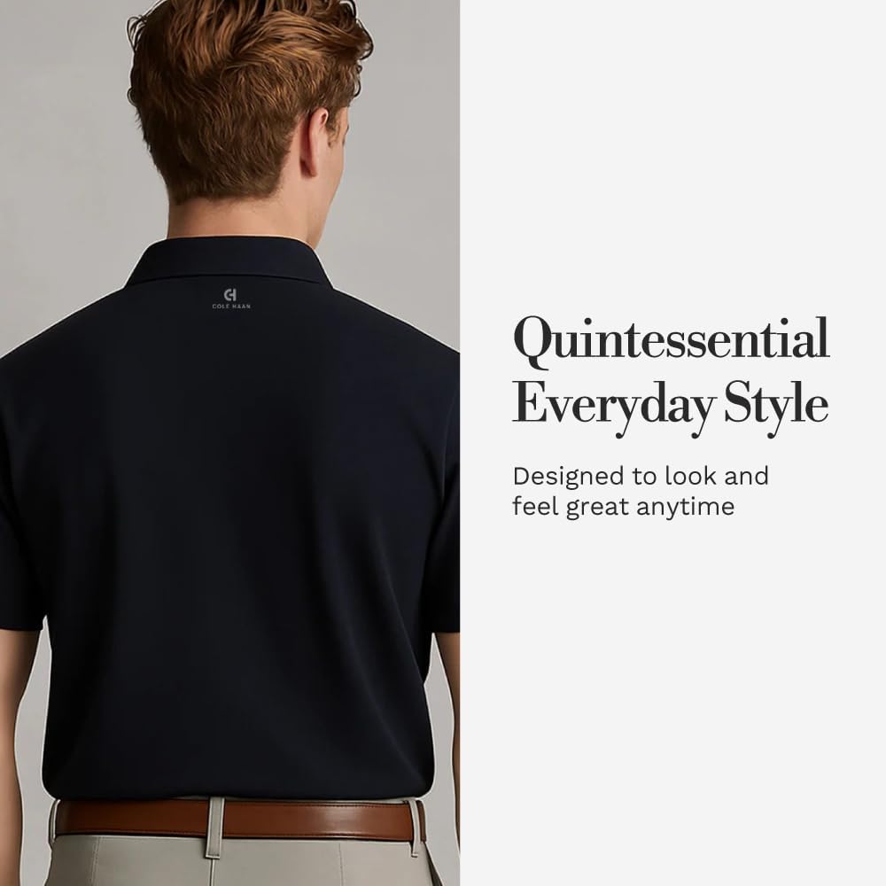 Cole Haan Ashland Golf Polo Shirts for Men - Sophisticated Premium Jersey Knit with Stretch and Cooling Moisture Management