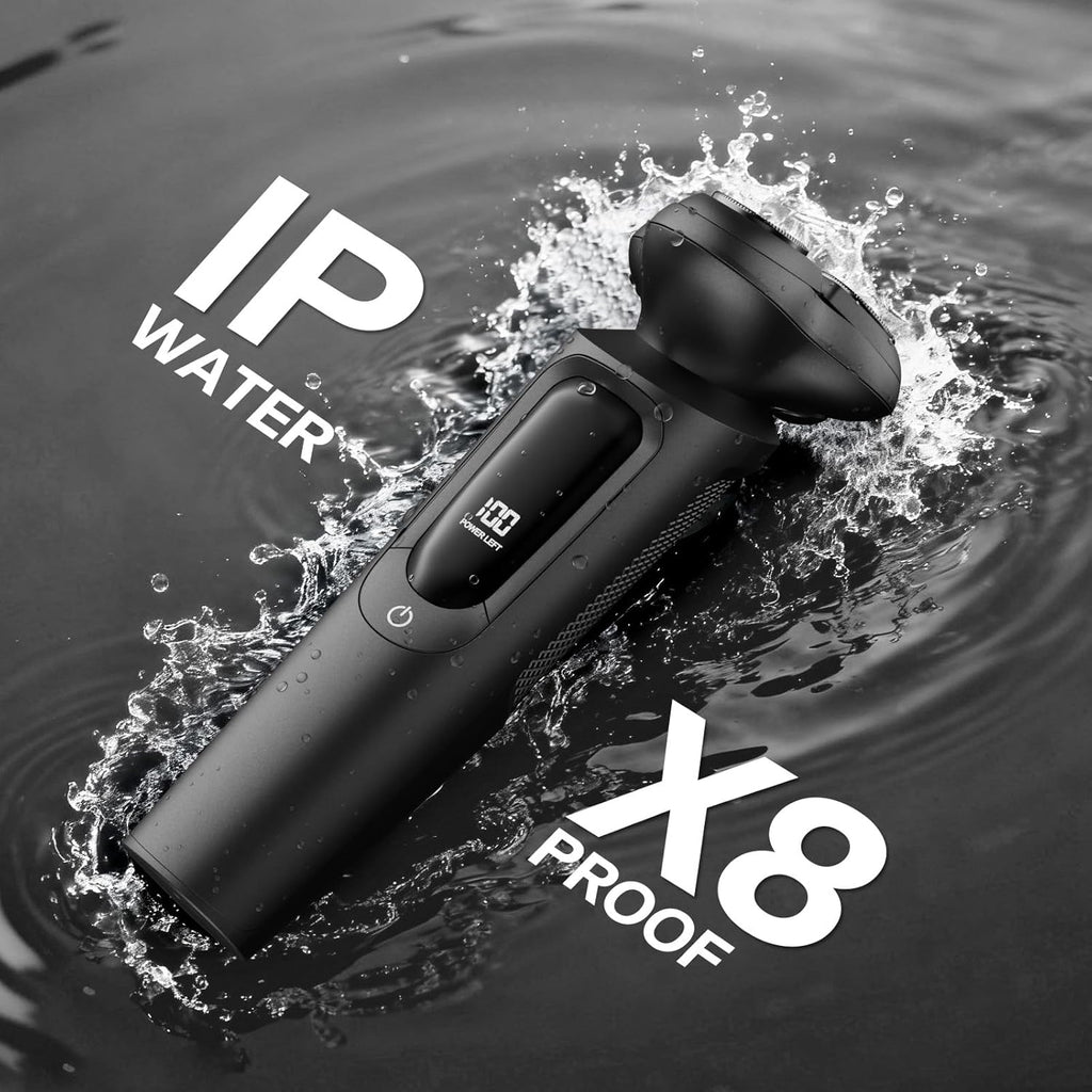Electric Razor for Men, 3D Flex Blades with Pop-Up Trimmer, IPX8 Waterproof, Type-C Quick Charge, LED Display, Travel Lock, Wet & Dry Shave, Sleek Gunmetal
