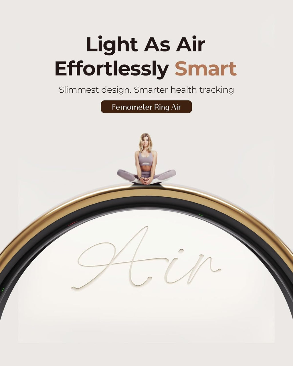 femometer Ring Air | Ultra-Thin Smart Ring | Sleep/Heart Rate/SpO2/Stress | Women's Health & Fertility Tracker with BBT Technology | Hot Flash Monitoring | Free Subscription - Size7
