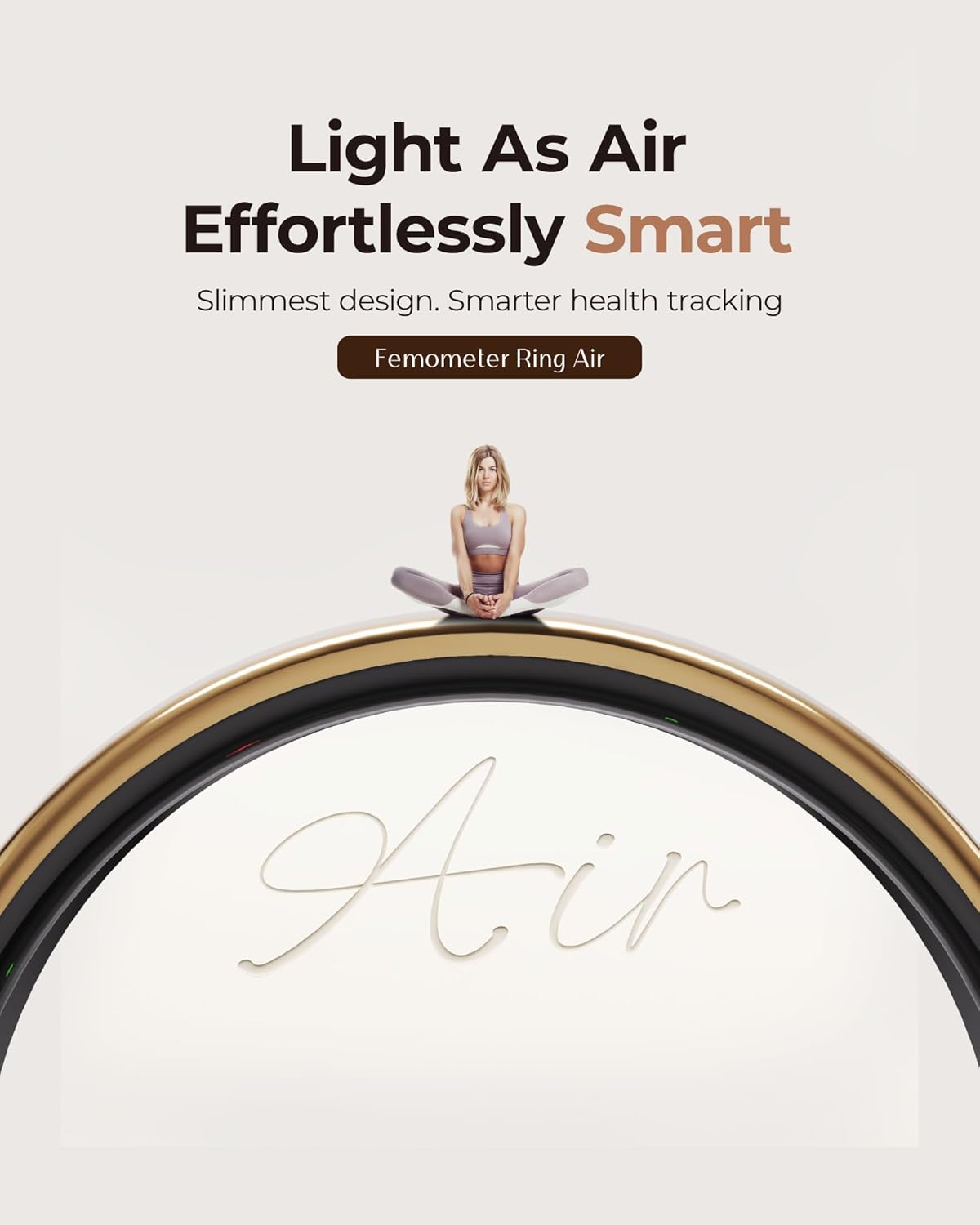 femometer Ring Air | Ultra-Thin Smart Ring | Sleep/Heart Rate/SpO2/Stress | Women's Health & Fertility Tracker with BBT Technology | Hot Flash Monitoring | Free Subscription - Size7