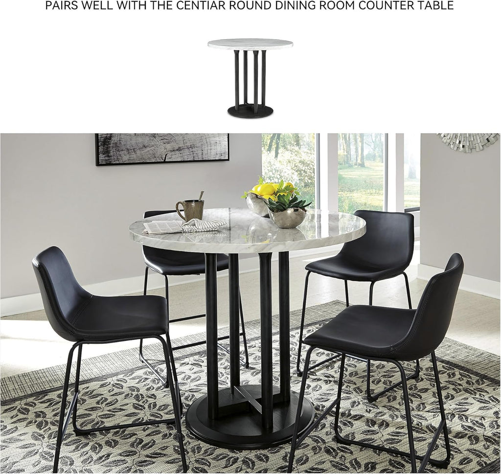 Signature Design by Ashley Centiar 24" Counter Height Modern Bucket Barstool, 2 Count, Black