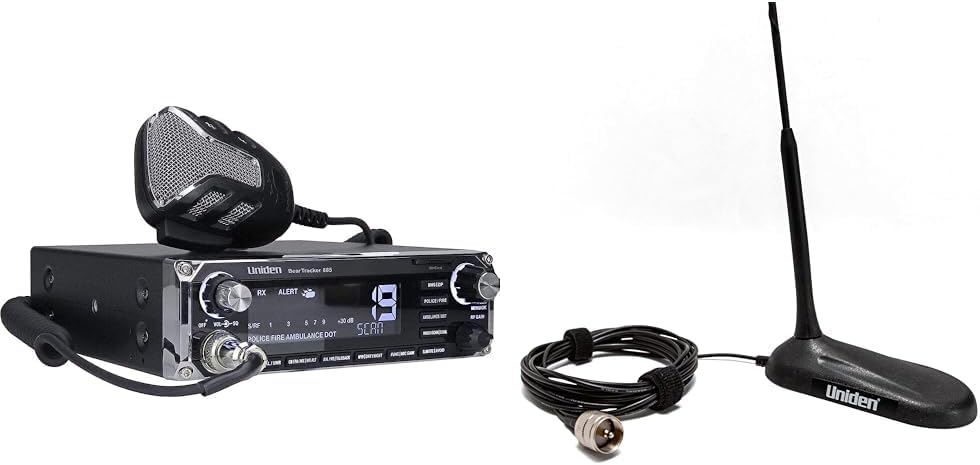 Bundle of Uniden BEARTRACKER 885 Hybrid Full-Featured CB Radio w/Digital TrunkTracking Police/Fire/Ambulance Scanner w/BearTracker Warning System Alerts + Uniden 18 Inch Magnetic Mount CB Antenna