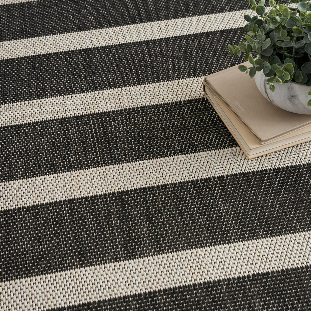 Nourison Home Positano Black Ivory 9' x 12' Area Rug - Easy Clean, Non Shedding, Bed Room, Living Room, Dining Room, Kitchen (9' x 12')