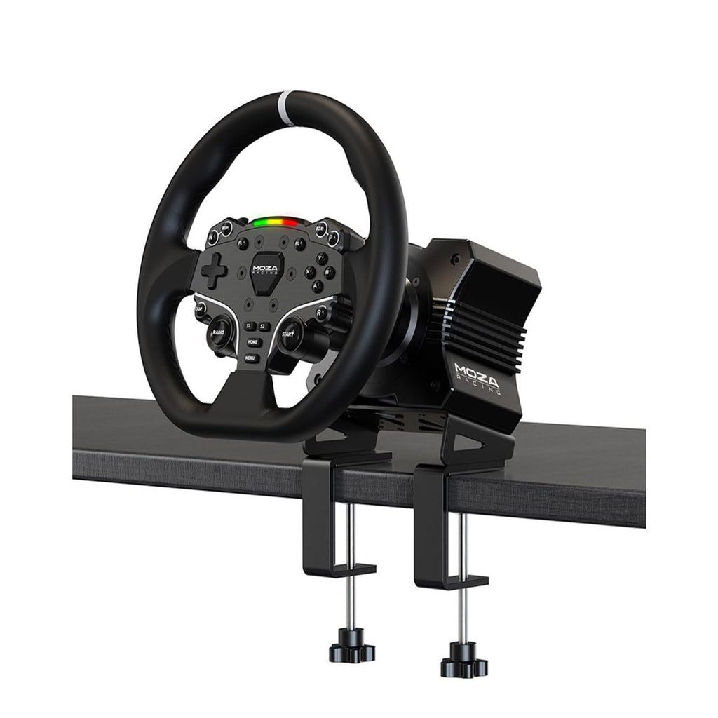 MOZA R5 All-in-One PC Gaming Racing Simulator: 5.5Nm Direct Drive Wheel Base, 11-inch Racing Wheel, Anti-Slip Pedals and a Desk Clamp, Cloud-based App Control