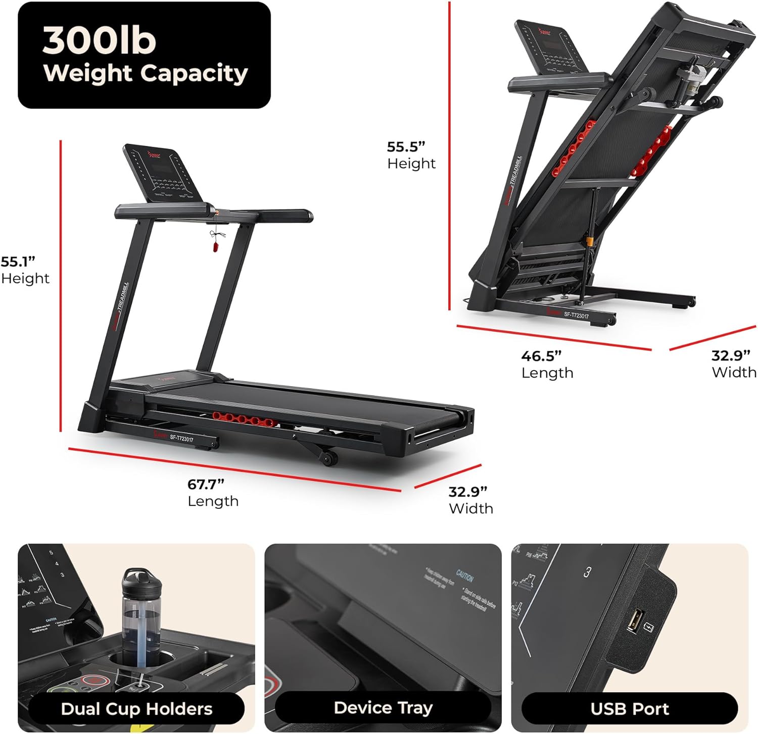 Sunny Health & Fitness Treadmill Elite Smart Auto Incline for Home Use, Wide Running and Walking Deck, Flex Shock Suspension with 300 LB Weight Capacity Bluetooth SunnyFit App