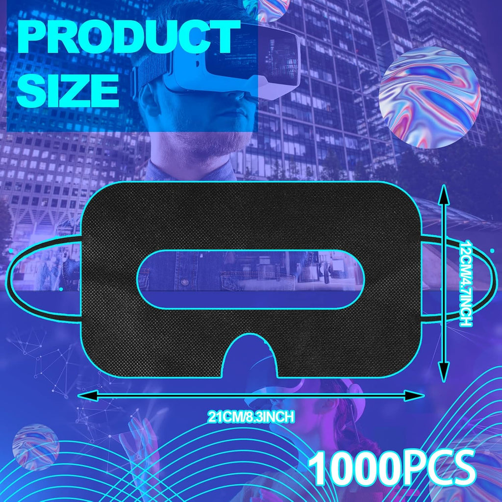 Kingdder 1000 Pcs Disposable Vr Mask Breathable Eye Mask Vr Face Cover Padding Non Woven Sanitary Cloth Universal Gear Accessories Compatible with Headsets Virtual Reality(Black)