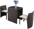 COSTWAY 3 PCS Cushioned Outdoor Wicker Patio Set Garden Sofa Seat No Assembly