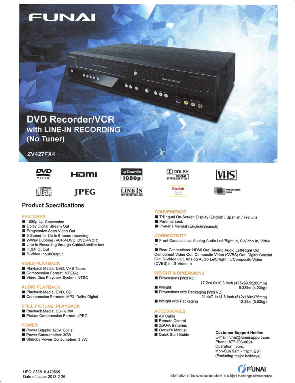 Funai Combination VCR and DVD Recorder (ZV427FX4) (Renewed)