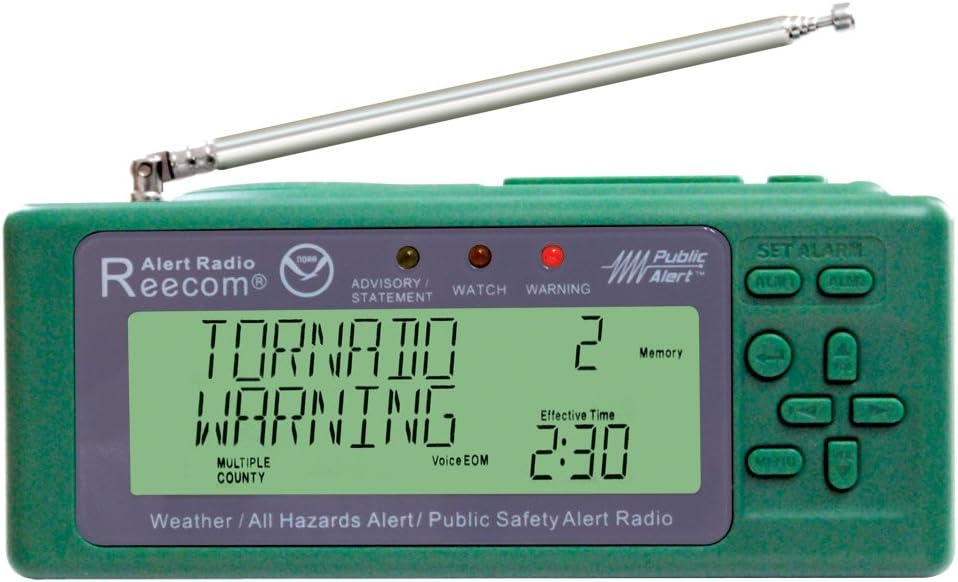 Unique Simultaneously Monitor Multiple Channel/Station Alerts (in Standby) with EOM Detection, Reecom R-200 Same NOAA Weather Alert Radio (Green)