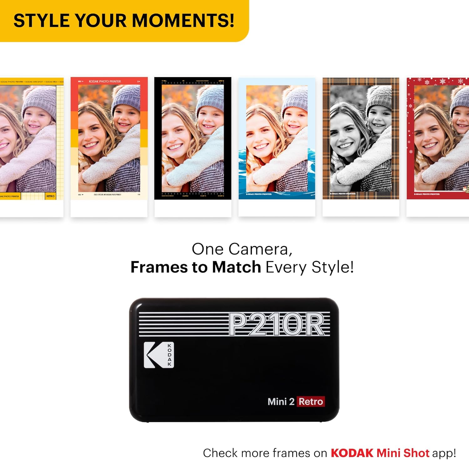 KODAK Mini 2 Retro 2x3 Portable Photo Printer, 38 Sheets, Bluetooth Smartphone Printer for iPhone & Android, Instant Color Prints, 4PASS Dye Sublimation, Yellow
