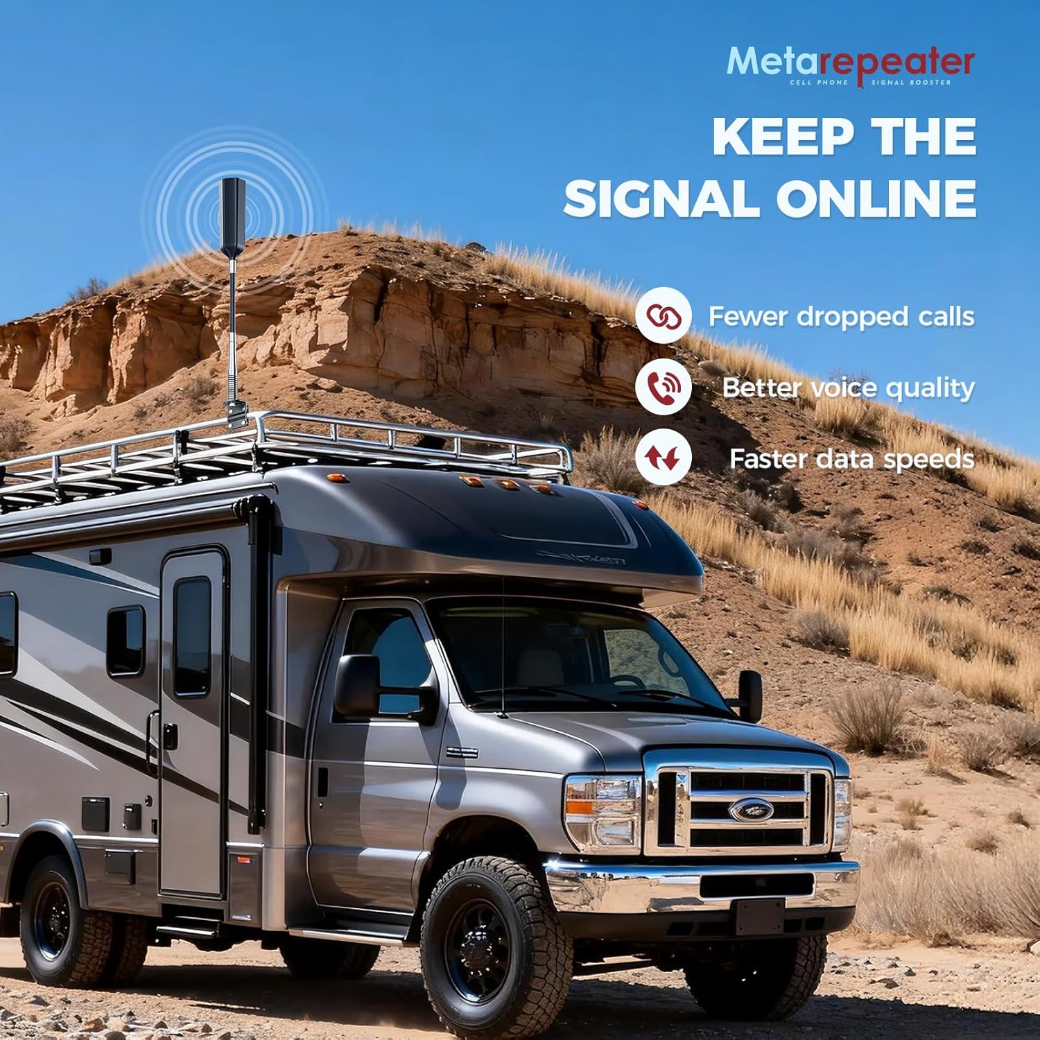 Cell Phone Booster for RV Truck Vehicle|RV Cell Signal Booster for All U.S.Carriers|Boosts 5G/4G LTE/3G Signal for Band 4/12/17/13/5/2/25