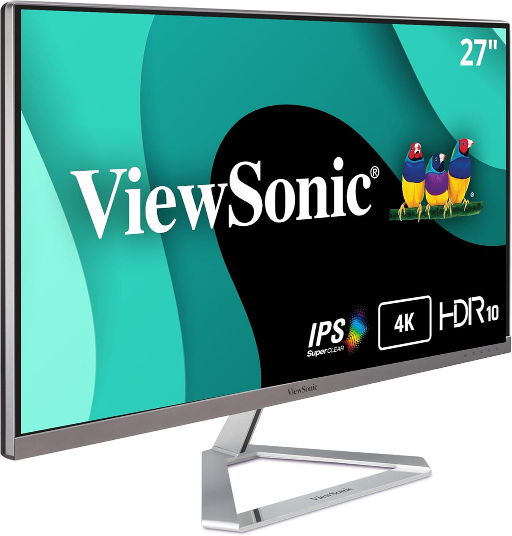 ViewSonic VX2776-4K-MHDU 27 Inch 4K Monitor, IPS with 65W USB-C and HDR10 for Ultimate Home and Office Entertainment, Ultra-Thin Bezels, DisplayPort for Daisy Chain, and HDMI Inputs