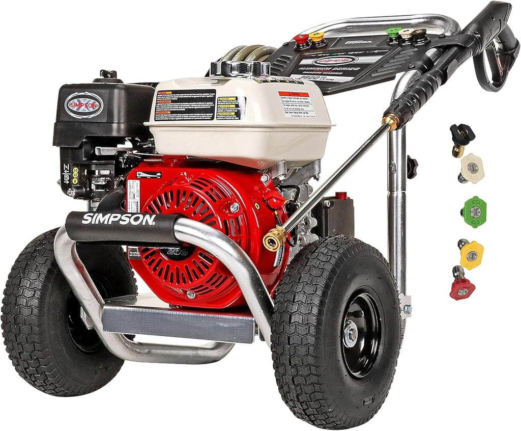 Simpson 3600 PSI Gas Pressure Washer, 2.5 GPM Commercial Power Washer, Cold Water, Honda GX200 Engine, 35' Hose, Aluminum Series, 49-State Compliant (ALH3425)