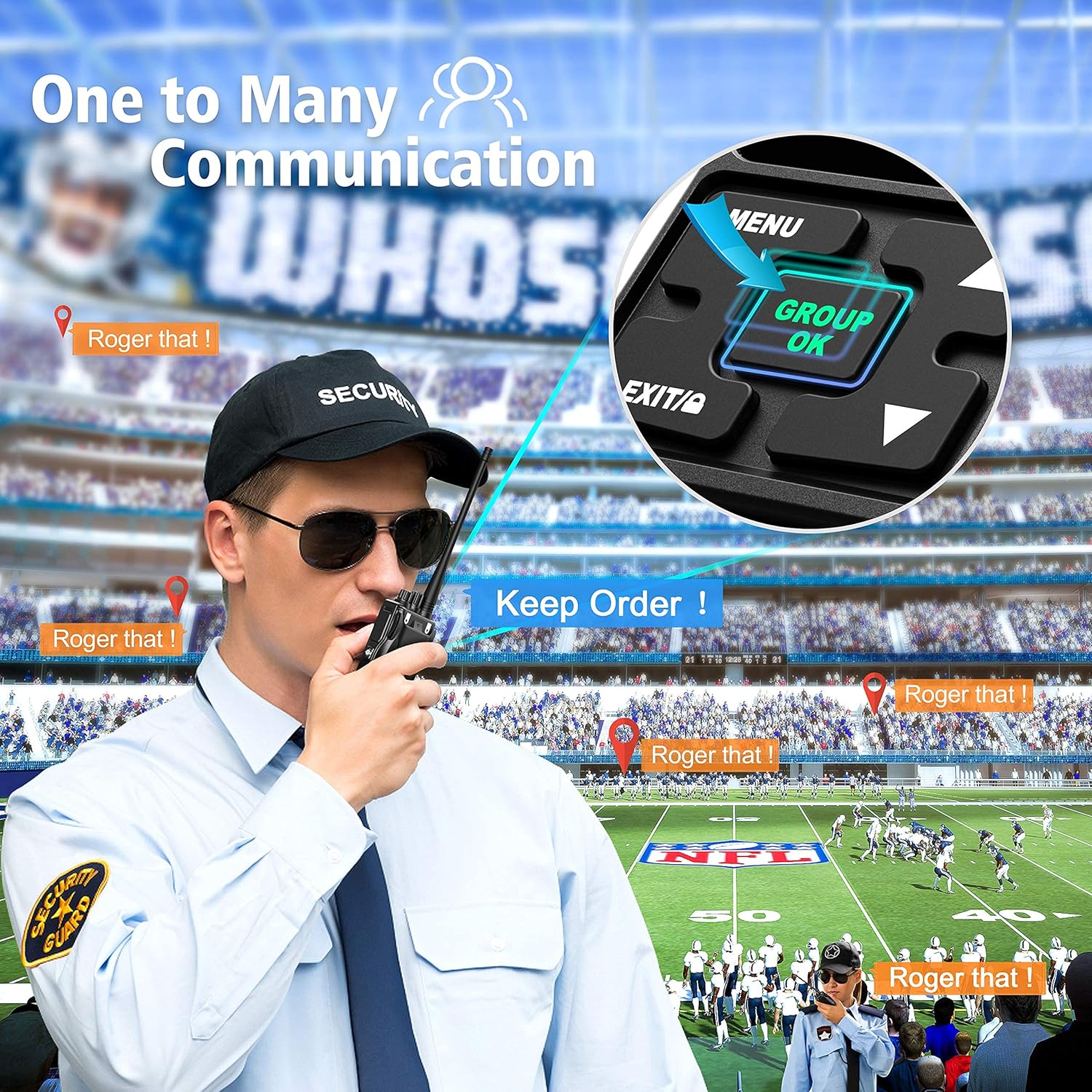 SAMCOM 5W High Power Two Way Radio,Heavy Duty Walkie Talkies for Adults Long Range with Earpieces,Professional UHF 2-Way Radio Rechargeable with 1500mAh Battery and Charger,9 Packs