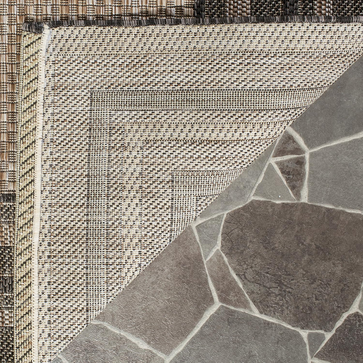 SAFAVIEH Washable Rug Outdoor Courtyard Collection - 10' x 14', Natural & Black, Non-Shedding & Easy Cleaning, Ideal for Patio, Backyard, Mudroom (CY8475-37312)