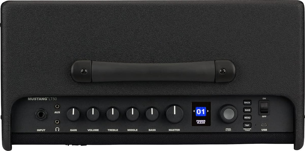 Fender Mustang LT50 Guitar Amp, 50 Watts, with 2-Year Warranty 30 Preset Effects with USB Audio Interface for Recording, Black
