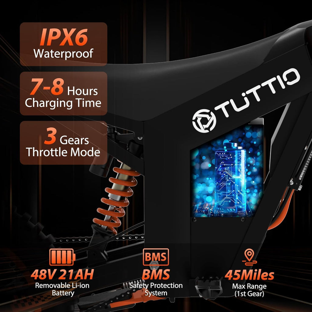 Tuttio Soleil01 Electric-Dirt-Bike for Teens Adults, 14"/12" Fat Tire 2000W 37MPH Electric-Motorcycle with 48V 21AH Battery Ebike 200NM Hydraulic Brakes Mountain Off-Road EBike