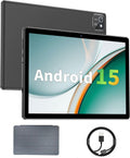 aiprotablet Tablet 10 inch Android 15 Tablets, 12GB RAM 64GB ROM 1TB Expand, Quad-Core Processor, 1280x800 LCD Touch Screen, WiFi 5, Dual Camera, BT5.0, 6000mAh Battery (Black)