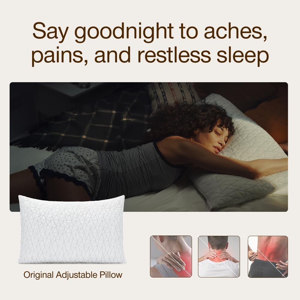 Coop Home Goods Original Adjustable Pillow, King Size Bed Pillows for Sleeping, Cross Cut Memory Foam Pillows - Medium Firm Back, Stomach and Side Sleeper Pillow, CertiPUR-US/GREENGUARD Gold