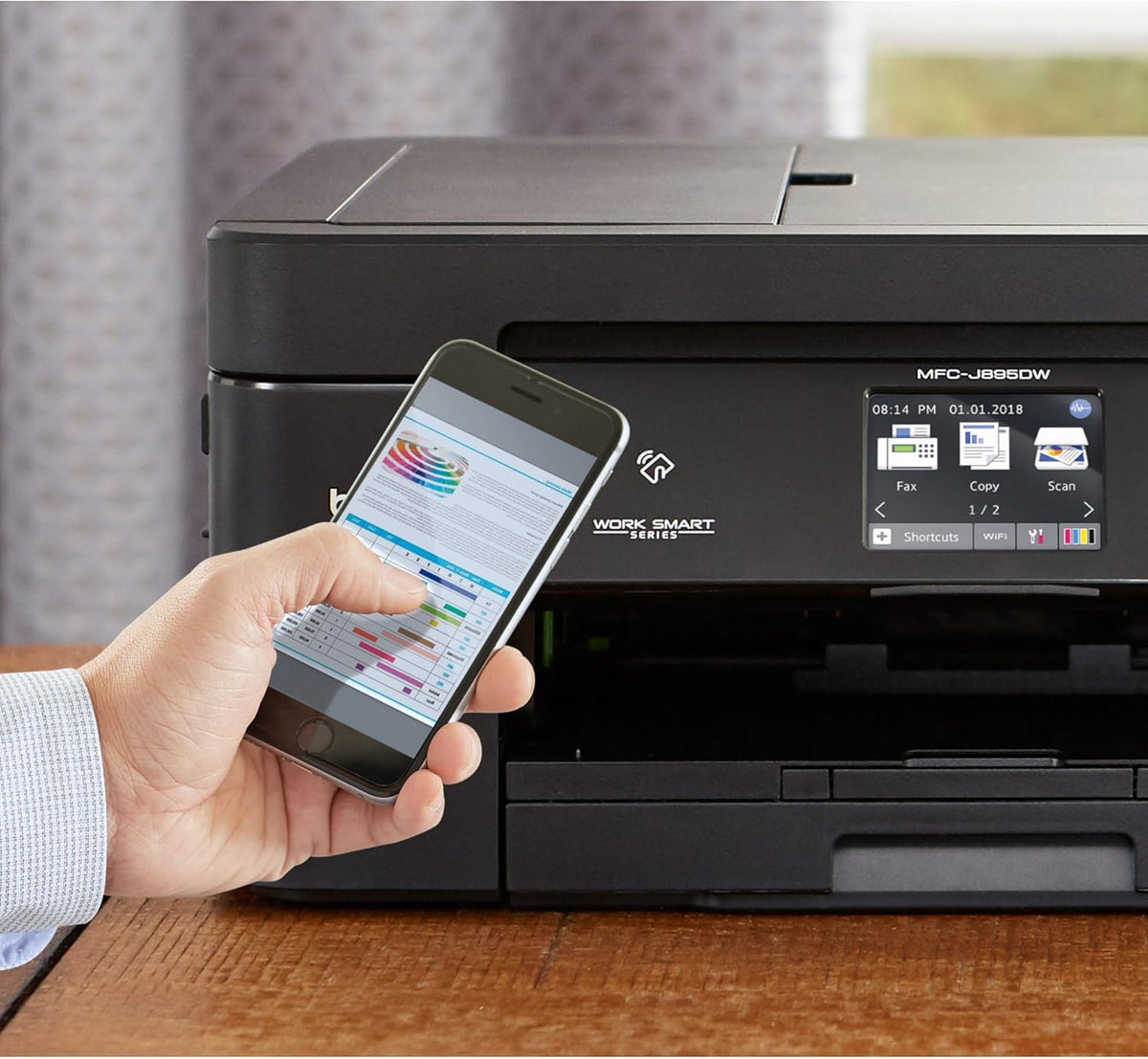 Brother Wireless All-In-One Inkjet Printer, MFC-J895DW, Multi-Function Color , Duplex Printing, NFC One Touch to Connect Mobile Printing, Amazon Dash Replenishment Enabled