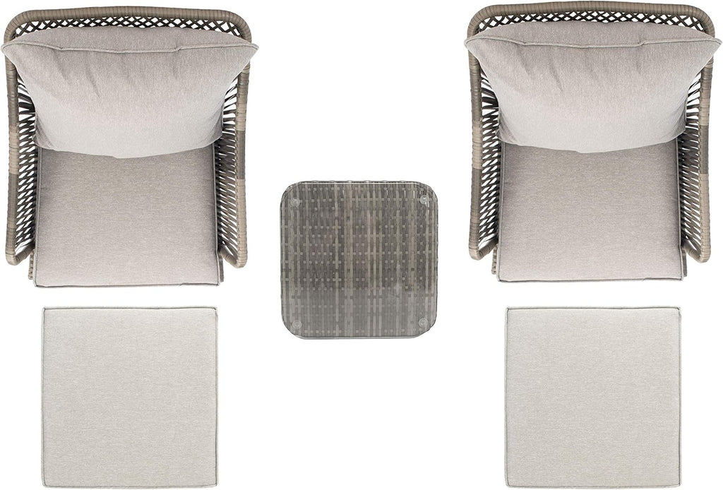 SAFAVIEH Outdoor Collection Narda Natural Grey/Grey Cushion 5-Piece Patio Chaise Lounge Set (PAT9018B-2BX)