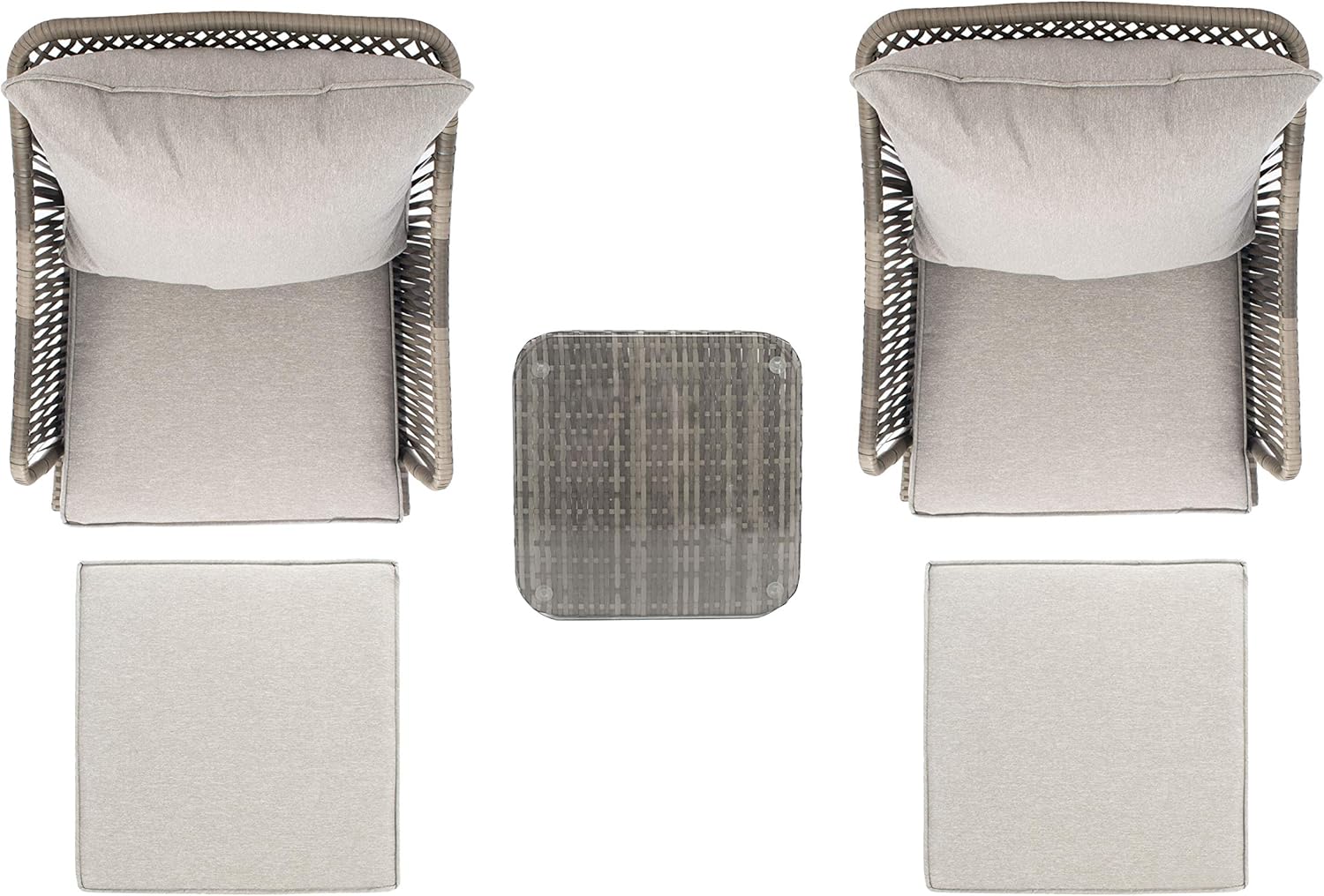 SAFAVIEH Outdoor Collection Narda Natural Grey/Grey Cushion 5-Piece Patio Chaise Lounge Set (PAT9018B-2BX)