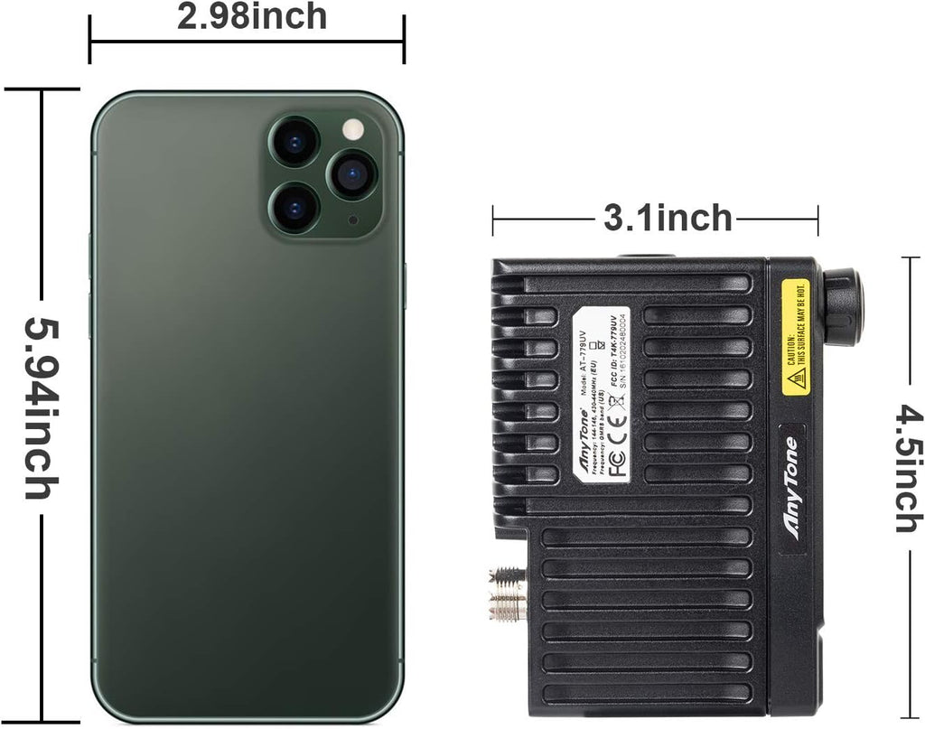 AnyTone Mini Size Dual Band Transceiver Mobile Radio VHF/UHF Two Way Radio AT-779UV for Car Vehicle Black
