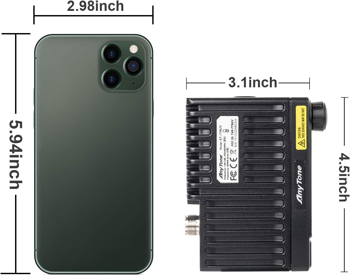 AnyTone Mini Size Dual Band Transceiver Mobile Radio VHF/UHF Two Way Radio AT-779UV for Car Vehicle Black