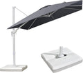PURPLE LEAF 9 FT White Patio Umbrella With Base Cantilever Umbrella Outdoor Square Offset Umbrella Windproof with 360° Rotation for Deck Garden Pool, Light Grey