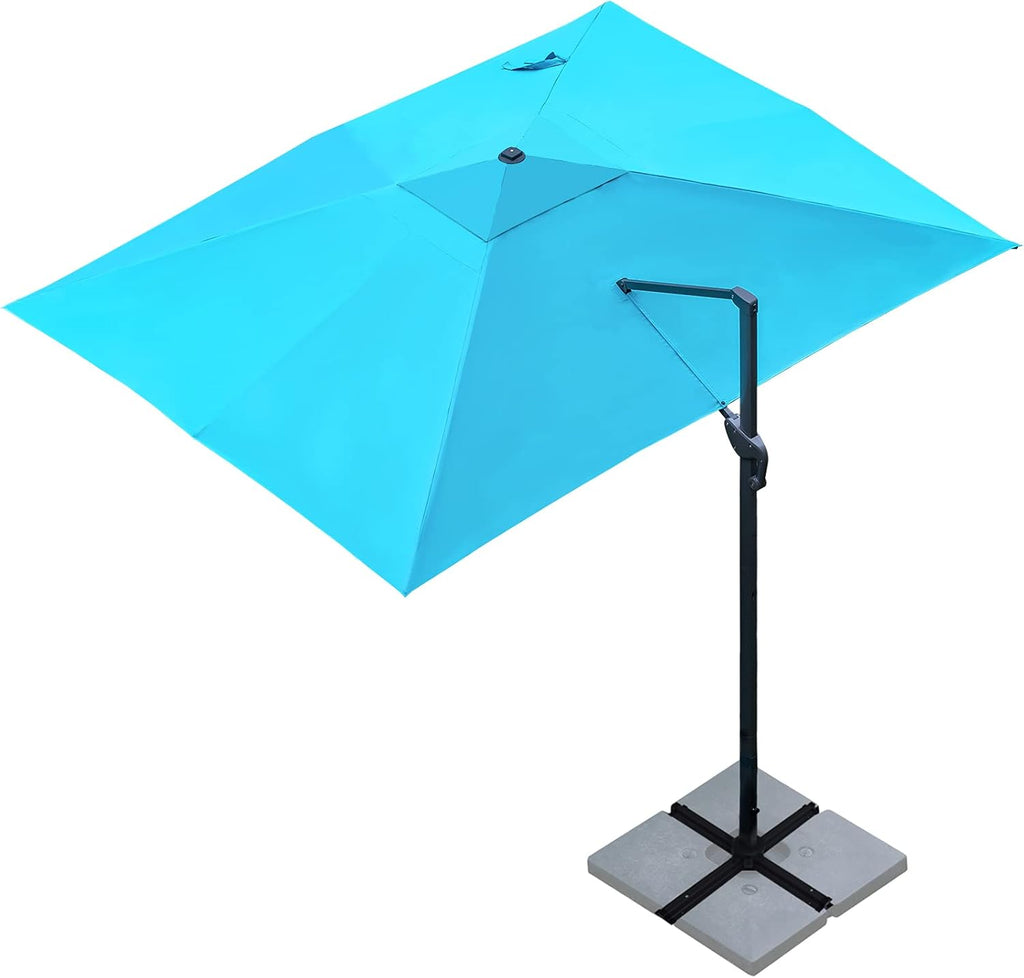 Sunnyglade 10x13Ft Cantilever Patio Umbrella Rectangular Deluxe Offset Umbrella 360°Rotation & Integrated Tilting System Patio Hanging Umbrella for Market Garden Deck Pool Backyard Patio(Blue)