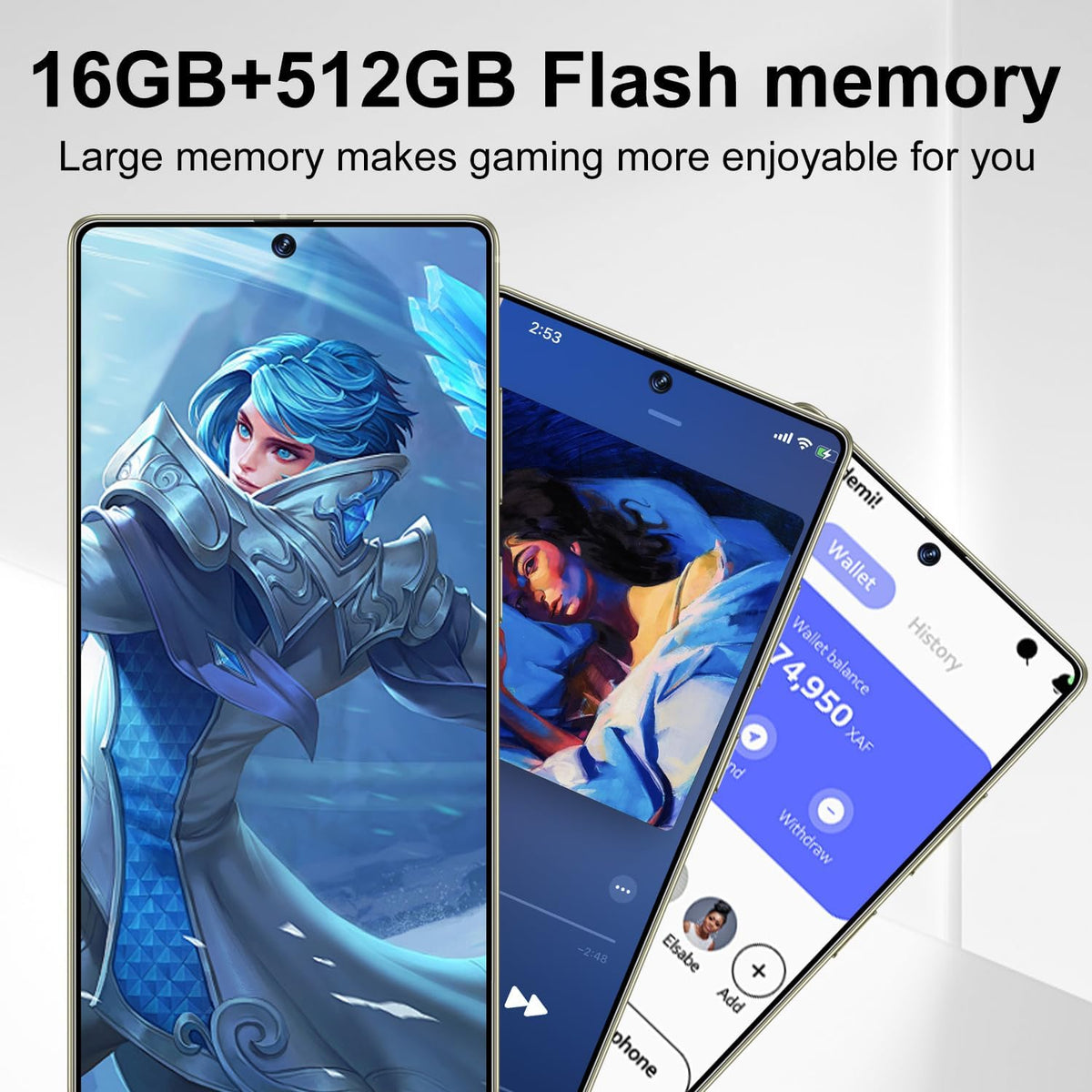 VSQAOF I25 Ultra Smartphone: 16GB RAM, 512GB Storage, 7000mAh Battery, 6.99" Display, Android 14, Built-in Stylus - Ultimate Performance & Power (Rose)