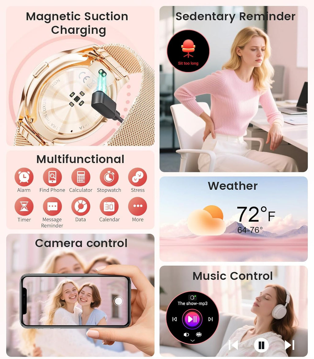 LIGE Smart Watch for Women with Make/Answer Call, 1.43'' HD AMOLED Fitness Tracker for Android iOS, Smartwatch with 110+ Sport Modes, IP68 Waterproof