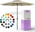 Midtown Umbrellas – The Lean 9 Ft Patio Umbrella with 10-Year-No-Fade Acrylast Acrylic Fabric, Auto-Tilt and 8 Reinforced Ribs for Deck, Pool, Garden, Hotel & Cafes – Sahara Canopy, Black Pole