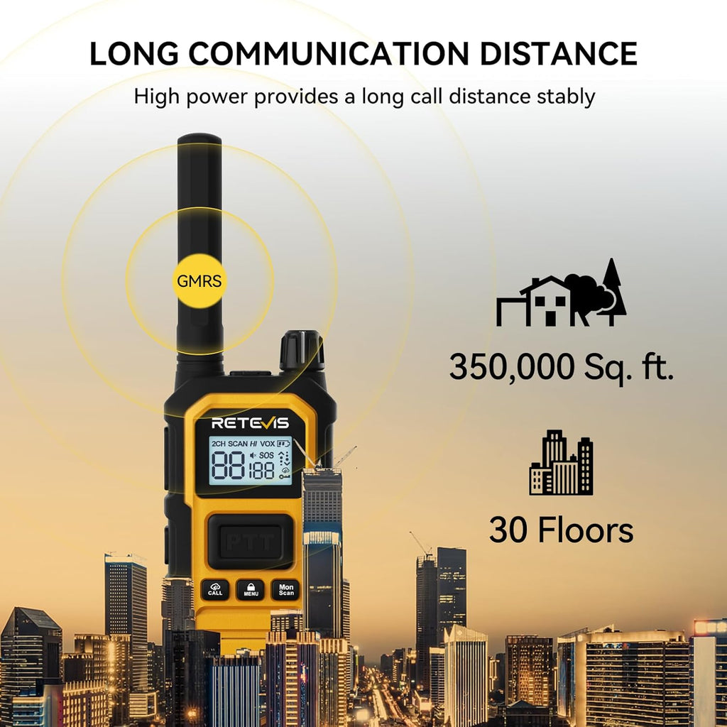 Retevis RB48 Plus Heavy Duty Walkie Talkies with Earpiece, IP67 Waterproof Two Way Radios, Long Range 2 Way Radio, Group Call, VOX, SOS, NOAA (4 Pack)