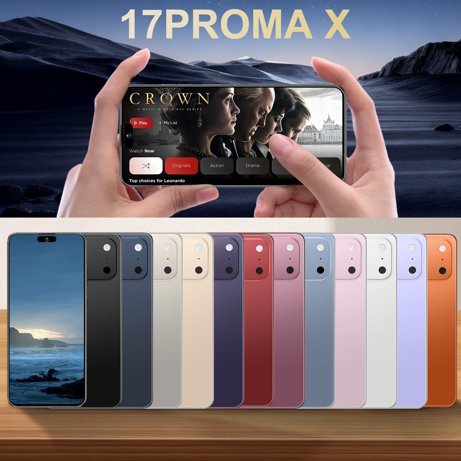 Ecshock 17PM Unlocked Phone | Cell Phone Android 15.0 | 16+512GB Smartphone| 6.99" HD Display | Long Battery Life 7000mAh | 68+108MP Zoom Camera| Fingerprint Lock | with Dual SIM (Gold)