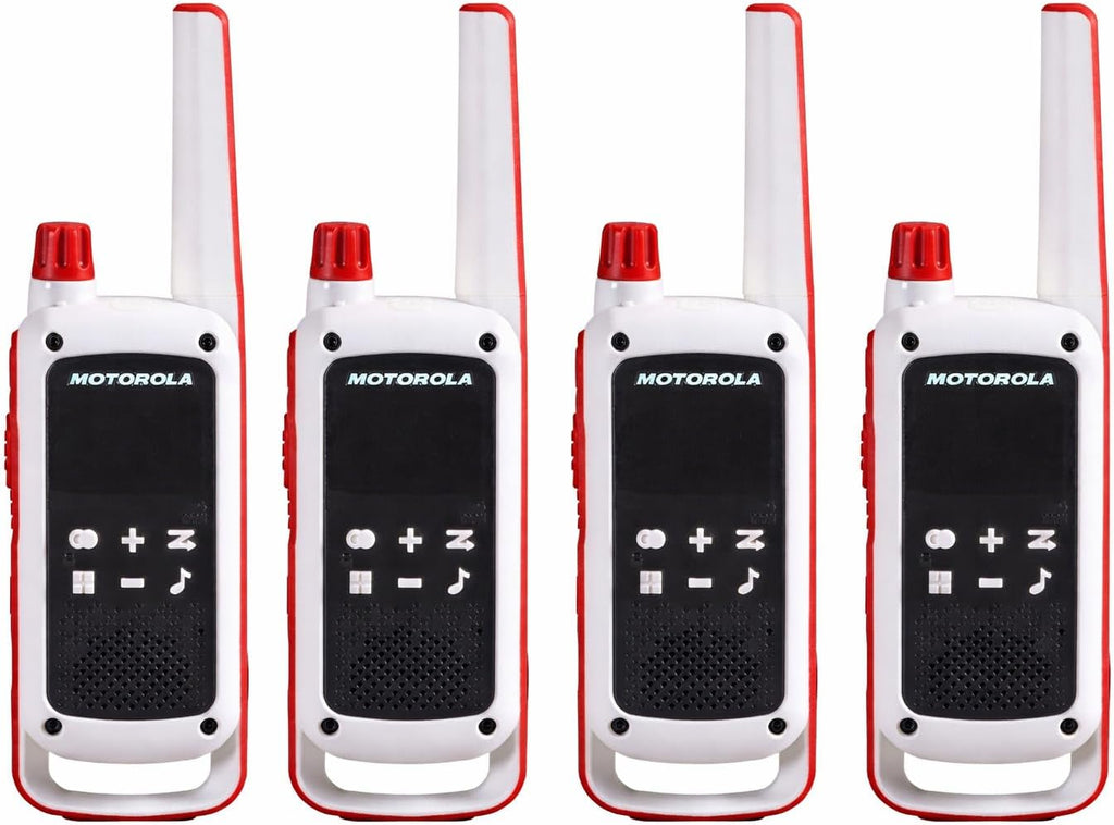Motorola Solutions T478 Walkie Talkies (Pack of 4): White Rechargeable 2-Way Radios for Emergency Preparedness, 35-Mile Range, USB Charging