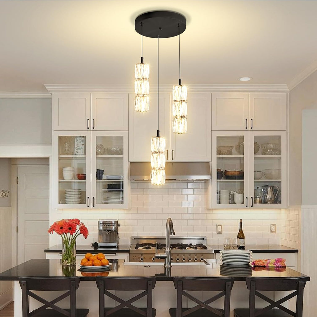 ykolupty Pendant Lights Kitchen Island 3-Lights Pendant Chandelier for Dining Room Hallway Stairwell,LED Dimmable 2700K-6000K