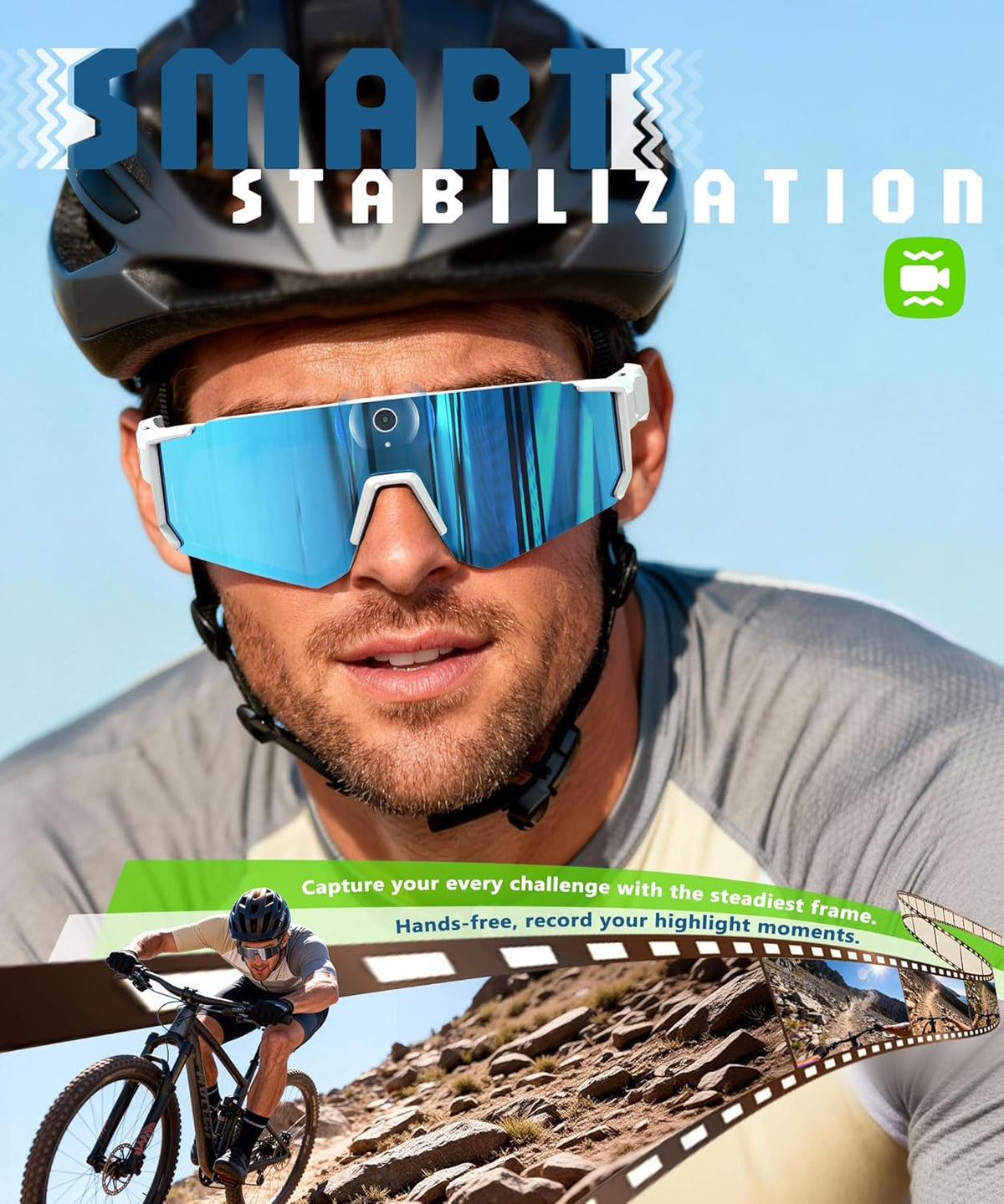 AI Smart Glasses with Camera 4K, Video Recording Glasses with Camera, Polarized Sports Sunglasses with EIS Stabilization, Dual Mic Noise Canceling, IP66, ChatGPT Enabled