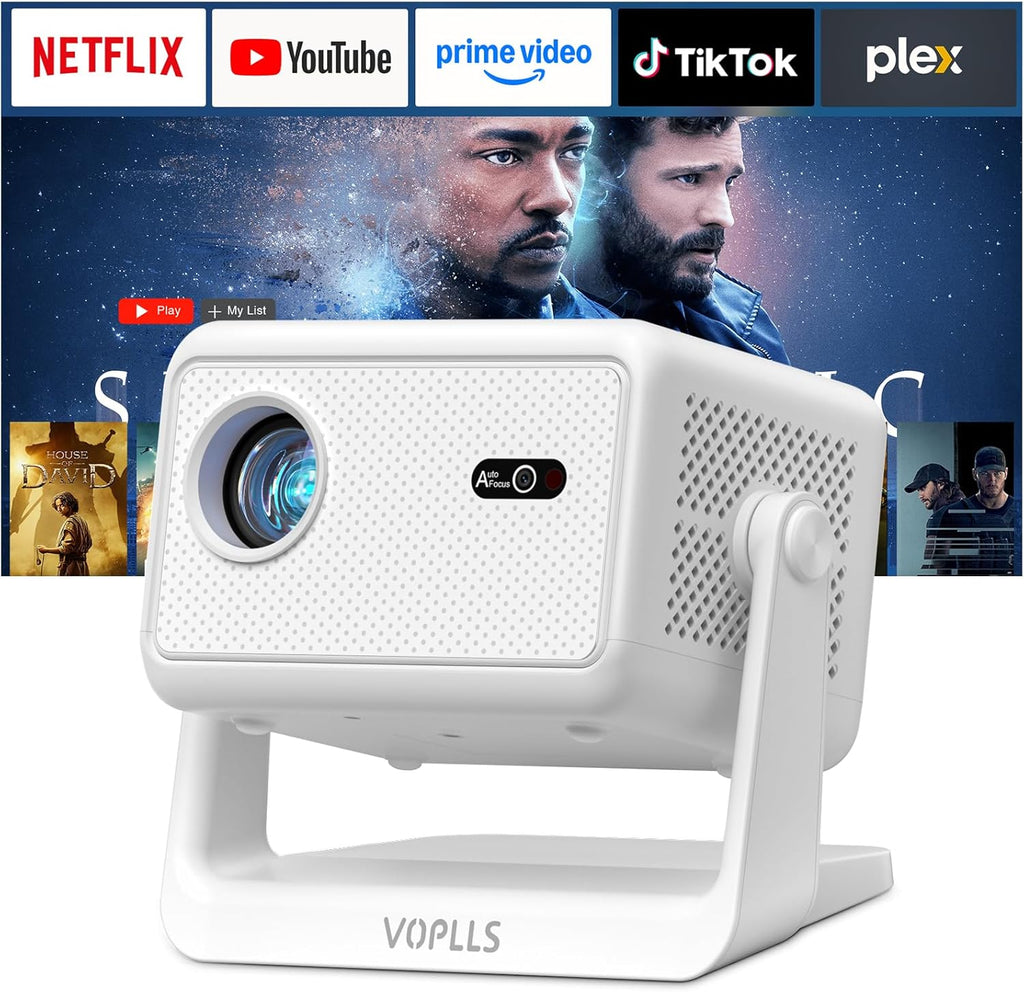 【Officially-Licensed APP & 2000 ANSI】4K Mini Outdoor Projector with WiFi and Bluetooth, VOPLLS Portable Smart Movie Wireless TV Projector for Bedroom/Home/Gaming
