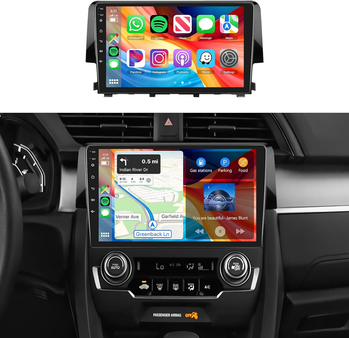 5Ghz Wifi 2G+64G for Honda Civic 2016-2020 Radio,【Android 15 Build-in DSP EQ】Car Stereo with 5.0Bluetooth,Wireless Carplay Android Auto,9inch IPS Touch Screen,IP69k Backup Camera,26UIs,GPS Chip,FM/RDS